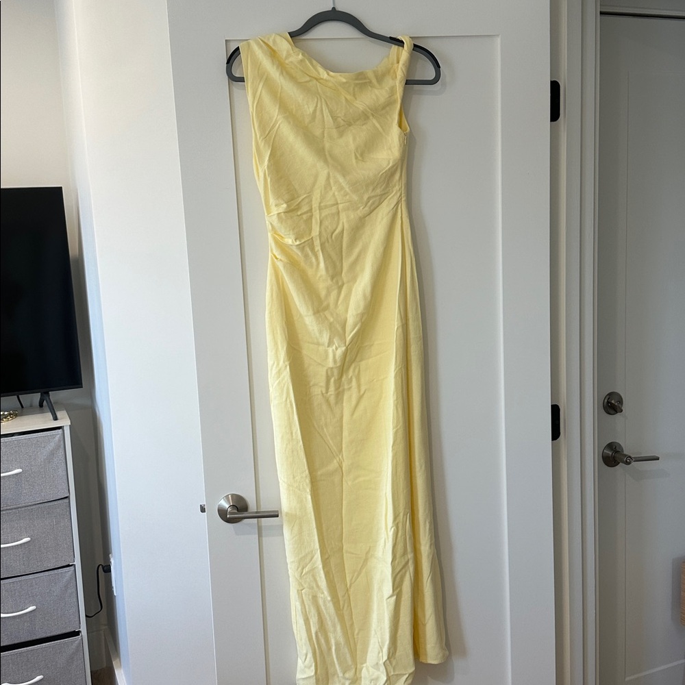 Peppermayo Light Yellow Textured Dress
